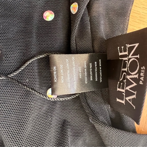 NWT Leslie Amon Ruched Crystal Mesh Midi Dress / Coverup - Picture 8 of 8